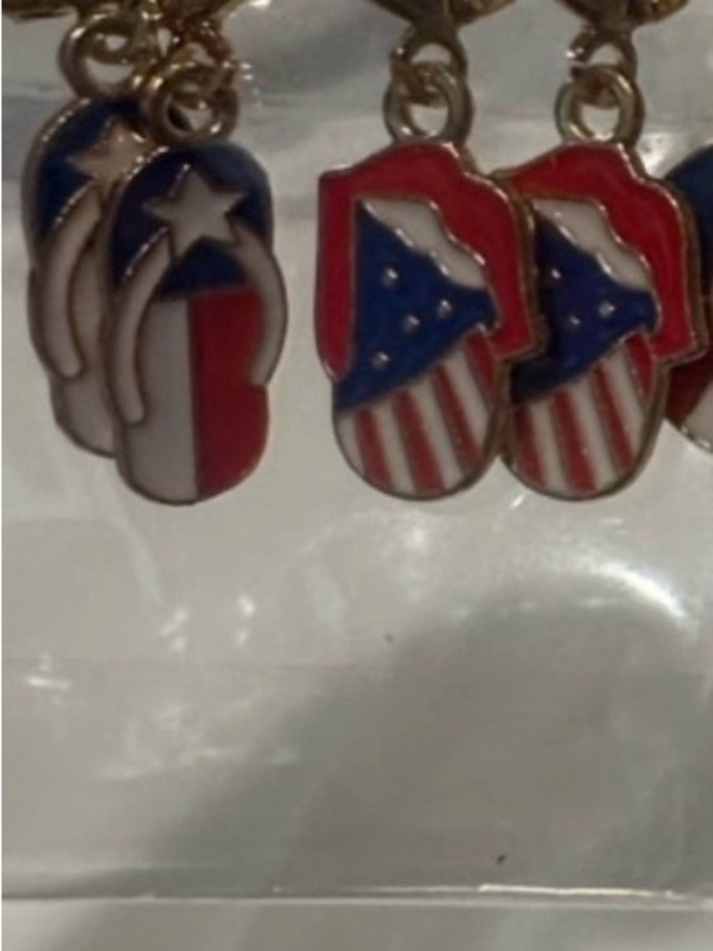 Fashion Jewelry Red White Blue Patriotic Charm Hoop Earring Set